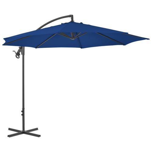 Parasol Meuble De Jardin Déporté Avec Mât En Acier 300 Cm Bleu Azuré Helloshop26 02_0008467