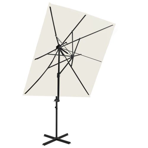 Parasol Déporté À Double Toit 250 X 250 Cm Sable Helloshop26 02_0008571