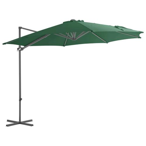 Parasol Meuble De Jardin Porte-À-Faux Avec Mât En Acier Vert 300 Cm Helloshop26 02_0008614