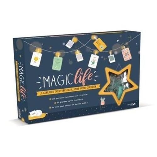 Magic Life - La Guirlande Good Vibes Qui Illumine Votre Quotidien ! Coffret Avec 1 Guirlande Lumineuse, 20 Cartes Et 1 Livre