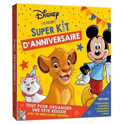 Super Kit D'anniversaire Disney - Les Ateliers - Avec 10 Invitations, 7 Masques, 7 Coloriages, 1 Banderole Et 1 Livret