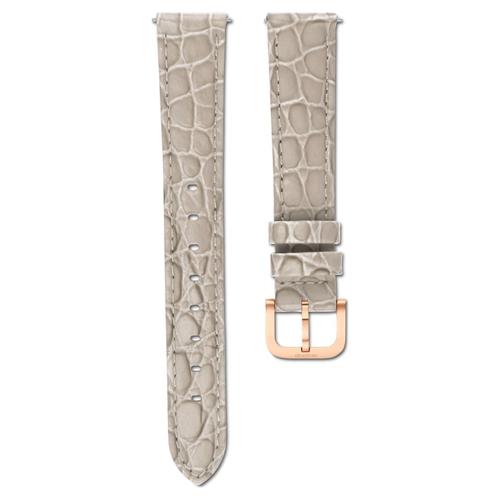 Bracelet De Montre, Largeur : 16 Mm (0,63 Po), Cuir Avec Coutures, Beige, Finition Or Rose
