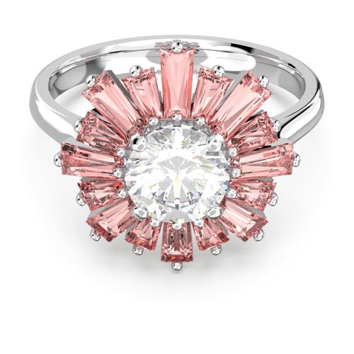 Bague Sunshine, Tailles Variées, Soleil, Rose, Métal Rhodié