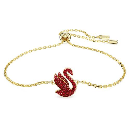 Bracelet Iconic Swan, Cygne, Petit, Rouge, Placage De Ton Or