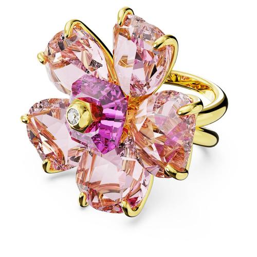 Bague Cocktail Florere, Fleur, Rose, Placage De Ton Or