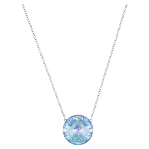 Collier Globe, Coupe Ronde, Bleu, Métal Rhodié