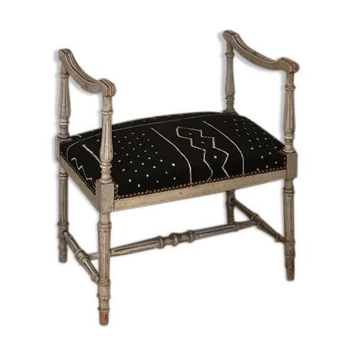 Tabouret Napolon Iii Rehauss De Bogolan Marron