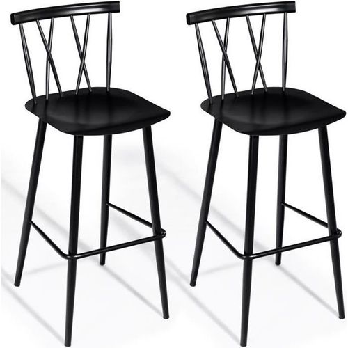 Costway 2 Tabourets De Bar De Style Moderne En Métal 47,5 X 41 X 105 Cm Pour Bistro,Cuisine,Café Noir Charge Max. 150 Kg