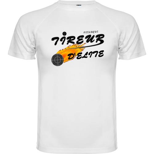 T-Shirt Petanque "Tireur D'elite" | T-Shirt Marque Roly Impression Theme La Boule De Petanque - S Au Xxl