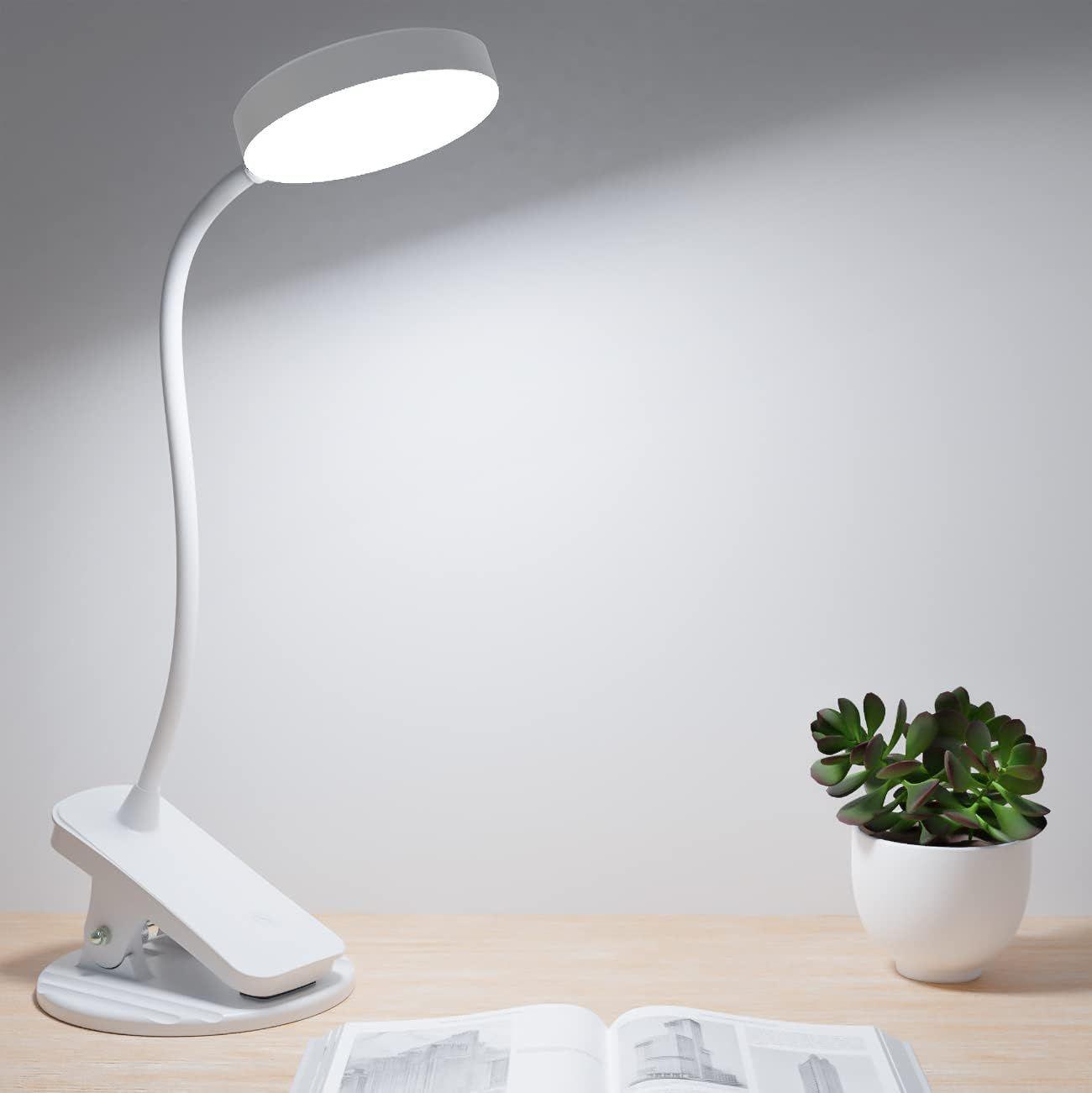 Mefine Lampe Pince 32 LED Lampe Bureau Pince Rechargeable Lampe Pince pour  Lit Lampe Flexible Chevet Pince avec 3 Modes d’Éclairage et Dimmable