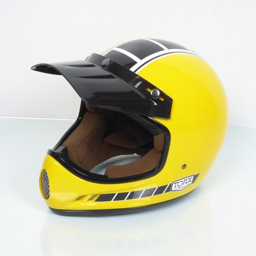 Casque Pour Moto Cross Vintage Torx Brad Legend Racer Yellow Shiny Taille Xs Jaune