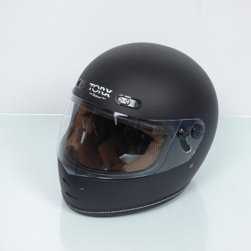 Casque De Pour Moto Vintage Noir Mat Uni Torx Barry Legend Black Mat Taille L Neuf