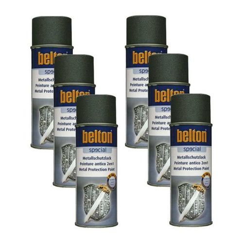 Lot De 6 Bombes De Peinture - Antirouille - Gris Anthracite - 3 En 1 - Apprêt - Peinture - Finition - Belton