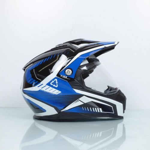 Casque Torx Dundee V Blue Taille Xs 53-54 Bleu Noir Blanc Quad Pour Moto Trail Enduro
