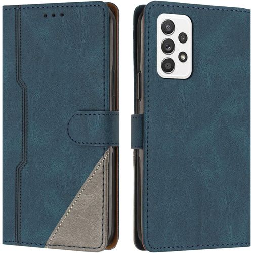 Coque Pour Samsung Galaxy A52 4g/5g/A52s 5g, Housse Etui Portefeuille Cuir Multifonction, Fermeture Magntique Clapet [Fonction Support] Flip Compatible Avec Samsung A52 4g/5g/A52s 5g (Bleu)