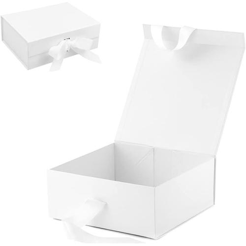 Boite Cadeau Bowknot Boite Papier avec Ruban Boîte Cadeaux Blanc Magnétique  Boite Carton Cadeaux avec Couvercle Boîte de Présentation Rectangulaire  Boîte Décorative pour Mariage Fête