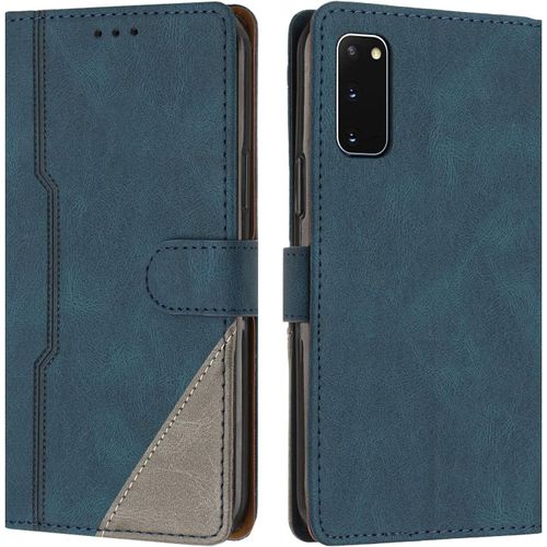 Coque Pour Samsung Galaxy S20, Housse Etui Portefeuille Cuir Multifonction, Fermeture Magntique Clapet Anti-Choc [Fonction Support] Flip Case Compatible Avec Samsung Galaxy S20 (Bleu)