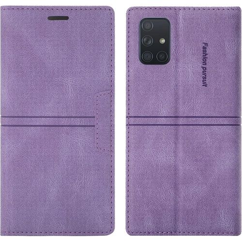 Coque Samsung Galaxy A71 4g, Etui Portefeuille Samsung A71 4g [Magntique] Tpu Antichoc Housse Cuir Pour Samsung A71 4g [Fentes Pour Cartes] [Etui Rabat] Flip Case Pour Samsung A71 4g(Violet)