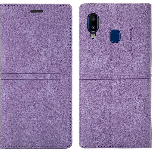 Coque Samsung Galaxy A20/A30, Etui Portefeuille Samsung A20/A30 [Magntique] Tpu Antichoc Housse Cuir Pour Samsung A20/A30 [Fentes Pour Cartes] [Etui Rabat] Pour Samsung A20/A30 (Violet)