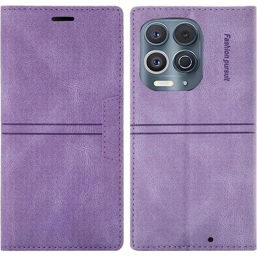 Coque Motorola Moto Edge S/Moto G100, Protection Etui [Magntique] Tpu Antichoc Housse Cuir Premium En Cuir Pu [Fentes Pour Cartes] [Etui Rabat] [Pochette De Portefeuille] Flip Case (Violet)