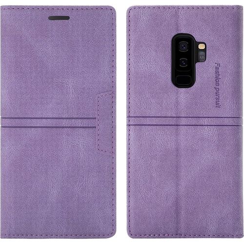 Coque Samsung Galaxy S9 Plus, Etui Portefeuille Samsung S9 Plus [Magntique] Tpu Antichoc Housse Cuir Pour Samsung S9 Plus [Fentes Pour Cartes] [Etui Rabat] Pour Samsung S9 Plus (Violet)