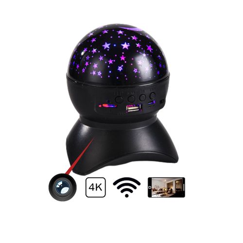 Caméra 4K Wifi - Projecteur lumineux Enceinte Bluetooth