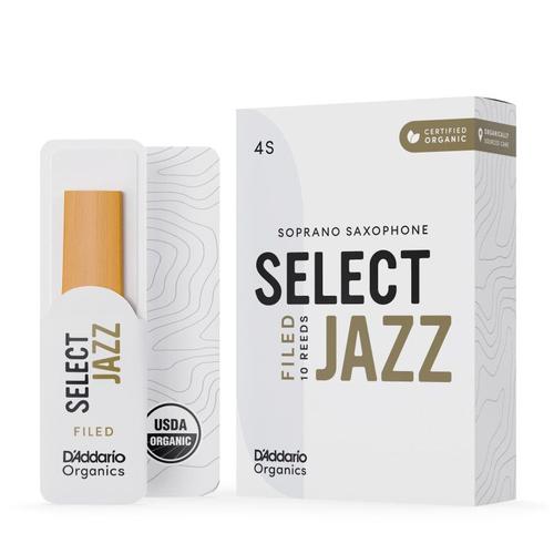 D'addario - 10 Anches Sax Soprano Organic Select Jazz, Coupe Française, Force 4 Soft