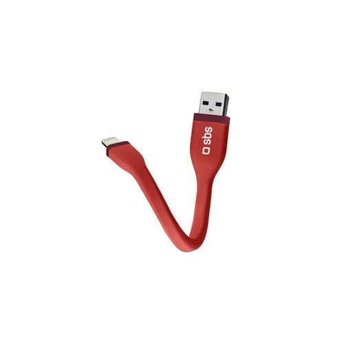 SBS TECABLELIGSHFLATR - Adaptateur Lightning - Lightning mâle pour USB mâle - 12 cm - rouge