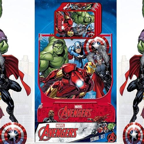 Trade Shop - Avengers Marvel Extensible School Backpack Complete Super Heroes Kit + 3 Zip Case