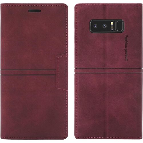 Coque Samsung Galaxy Note 8, Etui Portefeuille Samsung Note 8 [Magntique] Tpu Antichoc Housse Cuir Pour Samsung Note 8 [Fentes Pour Cartes] [Etui Rabat] Flip Case Pour Samsung Note 8 (Rouge)