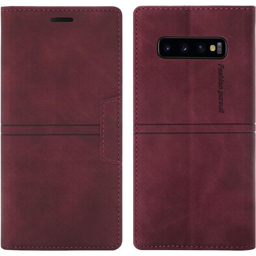 Coque Samsung Galaxy S10e, Etui Portefeuille Samsung S10e [Magntique] Tpu Antichoc Housse Cuir Pour Samsung S10e [Fentes Pour Cartes] [Etui Rabat] Flip Case Pour Samsung S10e (Rouge)