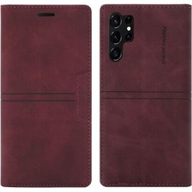 Coque Samsung Galaxy S23 Ultra, Etui Samsung S23 Ultra [Magntique] Tpu Antichoc Housse Cuir Pour Samsung S23 Ultra [Fentes Pour Cartes] [Etui Rabat] Flip Case Pour Samsung S23 Ultra (Rouge)