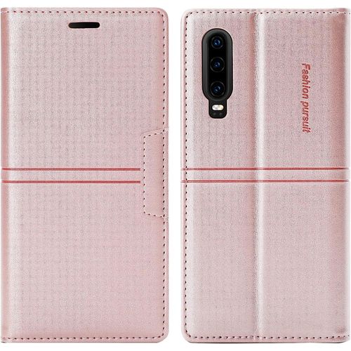 Coque Huawei P30, Etui Portefeuille Huawei P30 [Magntique] Tpu Antichoc Housse Cuir Premium En Cuir Pu [Fentes Pour Cartes] [Etui Rabat] [Pochette De Portefeuille] Flip Case (Rose)