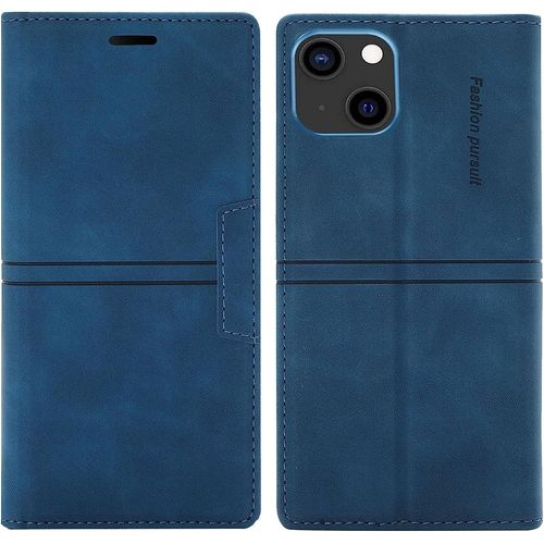 Coque Iphone 13 Mini, Etui Iphone 13 Mini (5,4 Pouces) [Magntique] Tpu Antichoc Housse Cuir Premium En Cuir Pu [Fentes Pour Cartes] [Etui Rabat] [Pochette De Portefeuille] Flip Case (Bleu)