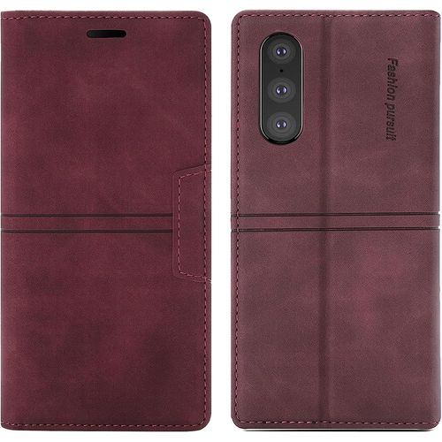 Coque Sony Xperia 10 Iii, Etui Portefeuille Sony Xperia 10 Iii [Magntique] Tpu Antichoc Housse Cuir Premium En Cuir Pu [Fentes Pour Cartes] [Etui Rabat] [Pochette De Portefeuille] (Rouge)
