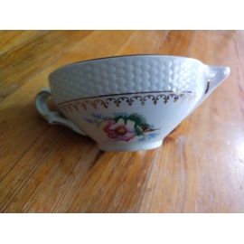 Sauciere Arabelle De L'amandinoise Porcelaine Blanche Avec Motif Fleurs