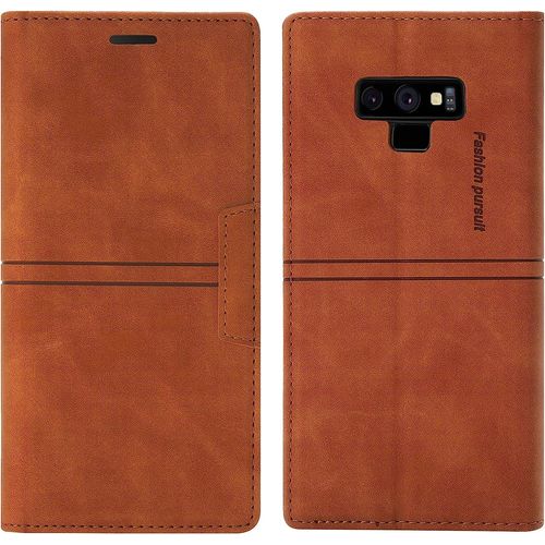 Coque Samsung Galaxy Note 9, Etui Portefeuille Samsung Note 9 [Magntique] Tpu Antichoc Housse Cuir Pour Samsung Note 9 [Fentes Pour Cartes] [Etui Rabat] Flip Case Pour Samsung Note 9 (Brun)