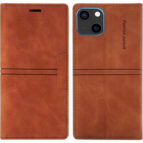 Coque Iphone 14, Etui Portefeuille Iphone 14 (6,1 Pouces) [Magntique] Tpu Antichoc Housse Cuir Premium En Cuir Pu [Fentes Pour Cartes] [Etui Rabat] [Pochette De Portefeuille] (Brun)