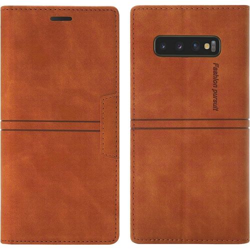 Coque Samsung Galaxy S10e, Etui Portefeuille Samsung S10e [Magntique] Tpu Antichoc Housse Cuir Pour Samsung S10e [Fentes Pour Cartes] [Etui Rabat] Flip Case Pour Samsung S10e (Brun)