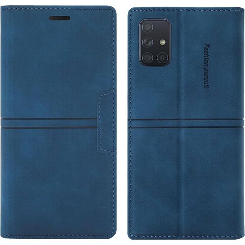 Coque Samsung Galaxy A51 4g, Etui Portefeuille Samsung A51 4g [Magntique] Tpu Antichoc Housse Cuir Pour Samsung A51 4g [Fentes Pour Cartes] [Etui Rabat] Flip Case Pour Samsung A51 4g (Bleu)