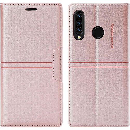 Coque Huawei P30 Lite, Etui Portefeuille Huawei P30 Lite [Magntique] Tpu Antichoc Housse Cuir Premium En Cuir Pu [Fentes Pour Cartes] [Etui Rabat] [Pochette De Portefeuille] (Rose)