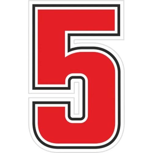 Autocollant Numéro 5 Nombre Adhésif Moto, Sic, Rouge, 40 X 63 Mm