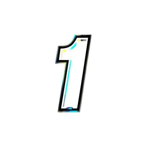 Autocollant Numéro 1 Nombre Adhésif Moto, Blanc Holographique, H 10 Cm