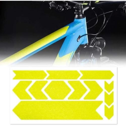 Kit D'autocollants Rhino Pour La Protection De Cadre Vélo Mtb, Jaune Fluo, 35 X 17.5 Cm