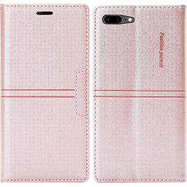 Coque Iphone 8 Plus/7 Plus, Etui Iphone 8 Plus/Iphone 7 Plus (5,5 Pouces) [Magntique] Tpu Antichoc Housse Cuir En Cuir Pu [Fentes Pour Cartes] [Etui Rabat] [Pochette De Portefeuille] (Rose)