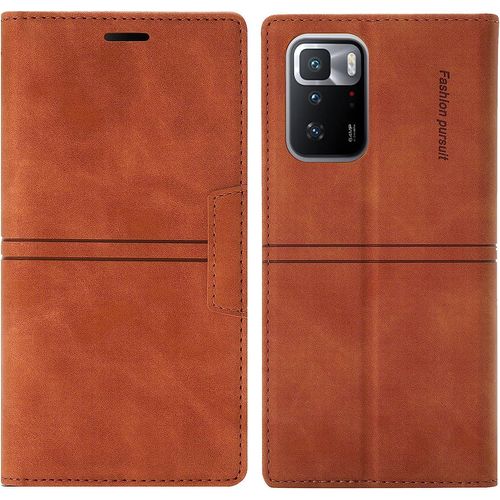 Coque Xiaomi Redmi Note 10 Pro/Redmi Note 10 Pro Max, Protection Etui [Magntique] Tpu Antichoc Housse Cuir En Cuir Pu [Fentes Pour Cartes] [Etui Rabat] [Pochette De Portefeuille] (Brun)
