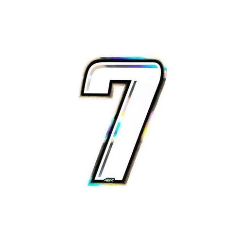 Autocollant Numéro 7 Nombre Adhésif Moto, Blanc Holographique, H 10 Cm