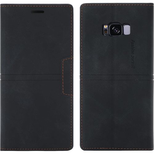 Coque Samsung Galaxy S8, Etui Portefeuille Samsung S8 [Magntique] Tpu Antichoc Housse Cuir Pour Samsung S8 [Fentes Pour Cartes] [Etui Rabat] Flip Case Flip Case Cover Samsung S8 (Noir)