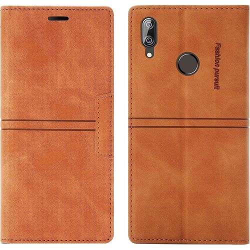 Coque Huawei P Smart 2019/Honor 10 Lite, Protection Etui [Magntique] Tpu Antichoc Housse Cuir Premium En Cuir Pu [Fentes Pour Cartes] [Etui Rabat] [Pochette De Portefeuille] (Brun)