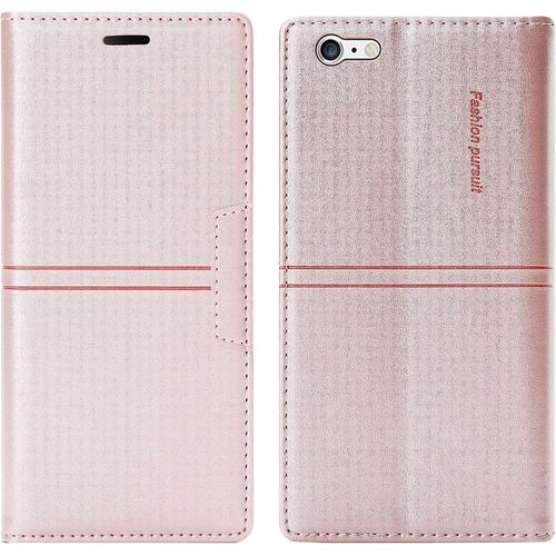 Coque Iphone 6s Plus/6 Plus, Etui Iphone 6s Plus/6 Plus (5,5 Pouces) [Magntique] Tpu Antichoc Housse Cuir En Cuir Pu [Fentes Pour Cartes] [Etui Rabat] [Pochette De Portefeuille] (Rose)